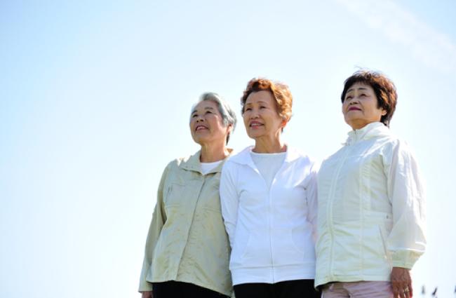 3 elderly women standing together