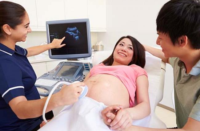 Pregnant woman getting an ultrasound