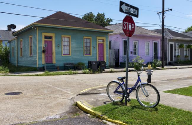 Image of a bicycle on a road.