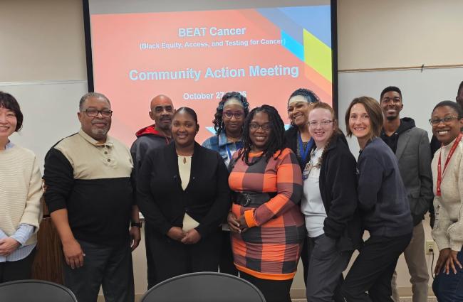 Community Action Board of the BEAT Cancer Study: From left to right: Jungyoon Kim (Project Director), Bobby Waters, Quintin Griffin, Dwan Jones, Jovetta King, Elizabeth Grayer, Tasha Conley, Alicia Whitehill, Kiley Petersmith, Brandon Williams, Keyonna King, and Philip Abutu