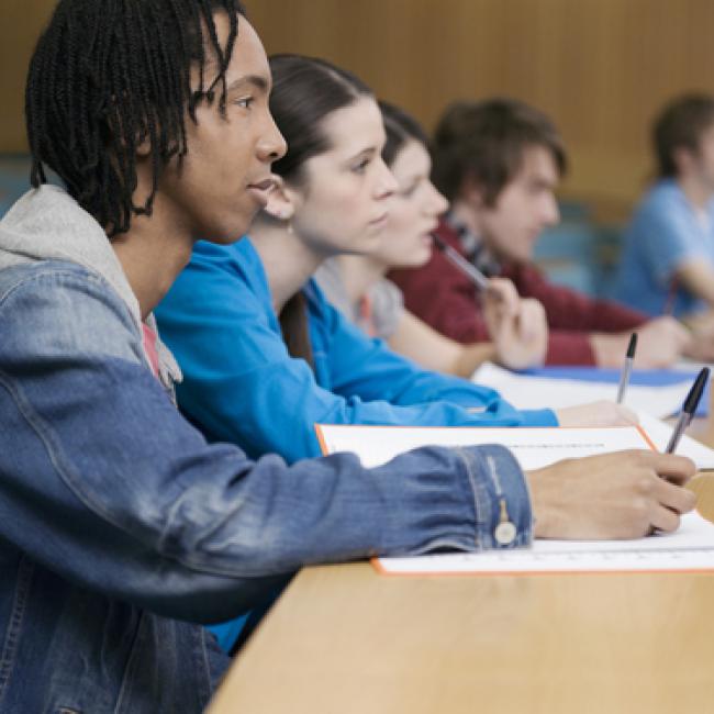 Young college students in lecture