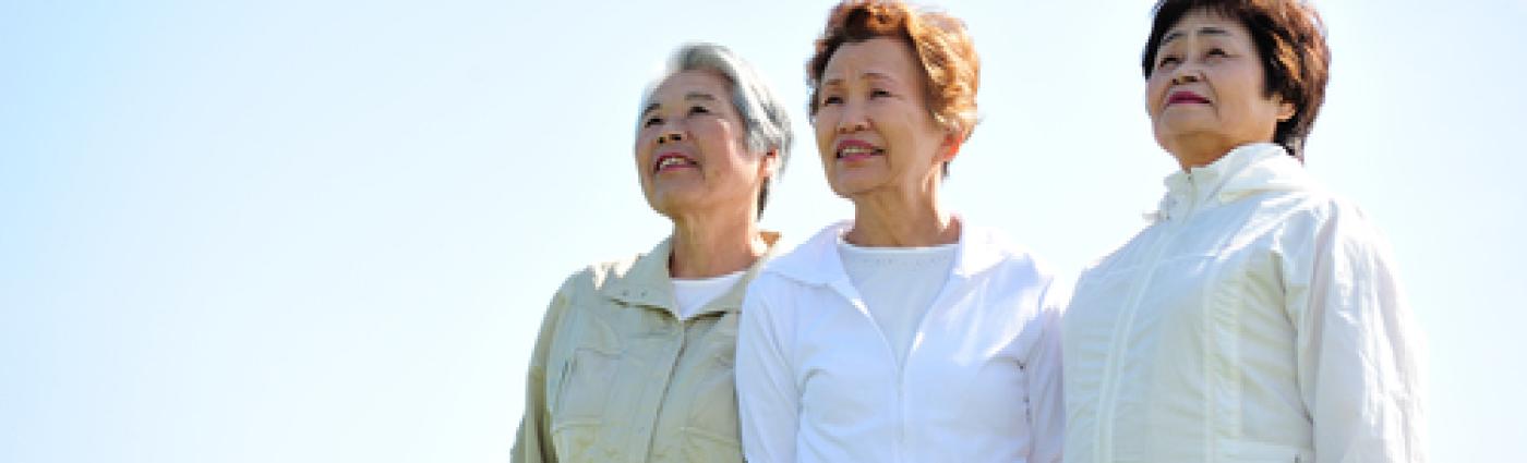 3 elderly women standing together