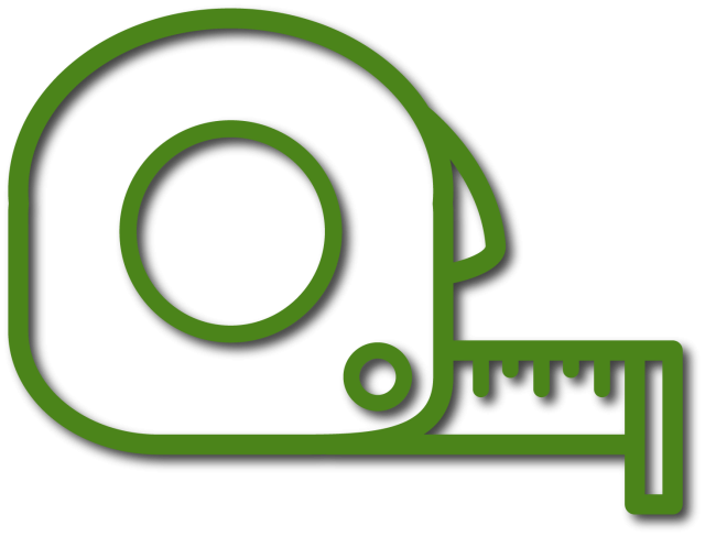 Line drawing of a green tape measurer