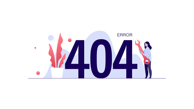 Woman-presenting person holding a wrench attempting to fix a 404 Page Not Found error