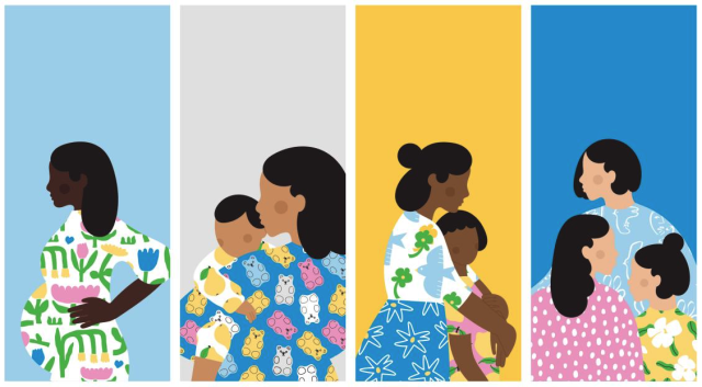Different stages of pregnancy, motherhood, and aging