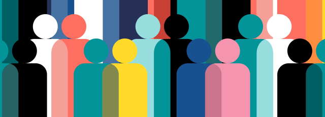 illustration of colorful people silhouettes blending together