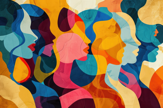 Colorful abstract illustration of women silhouettes 