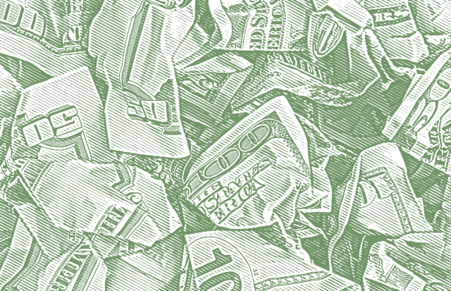 illustration of crumpled bills